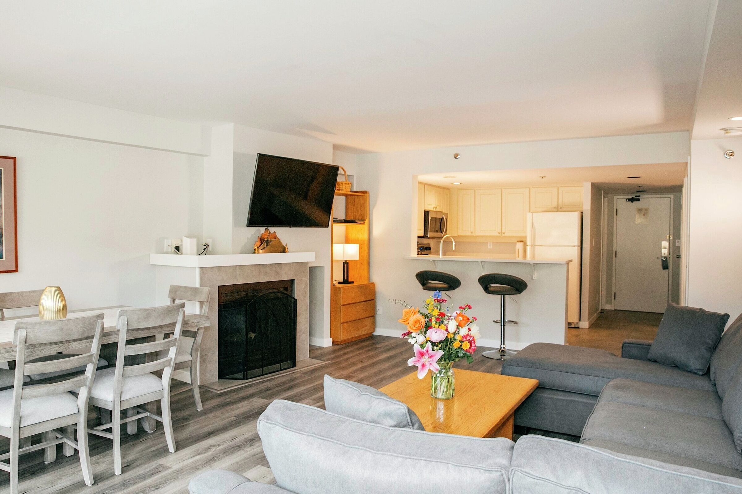 Living Area, Dining Area & Kitchen