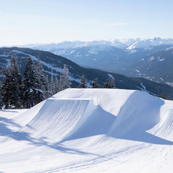 Scenic views of the terrain park at Whistler during the winter 