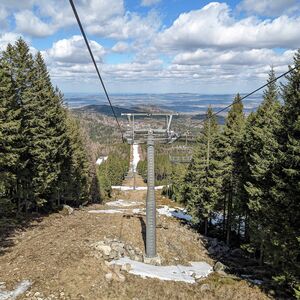 Mountain ski lift line
