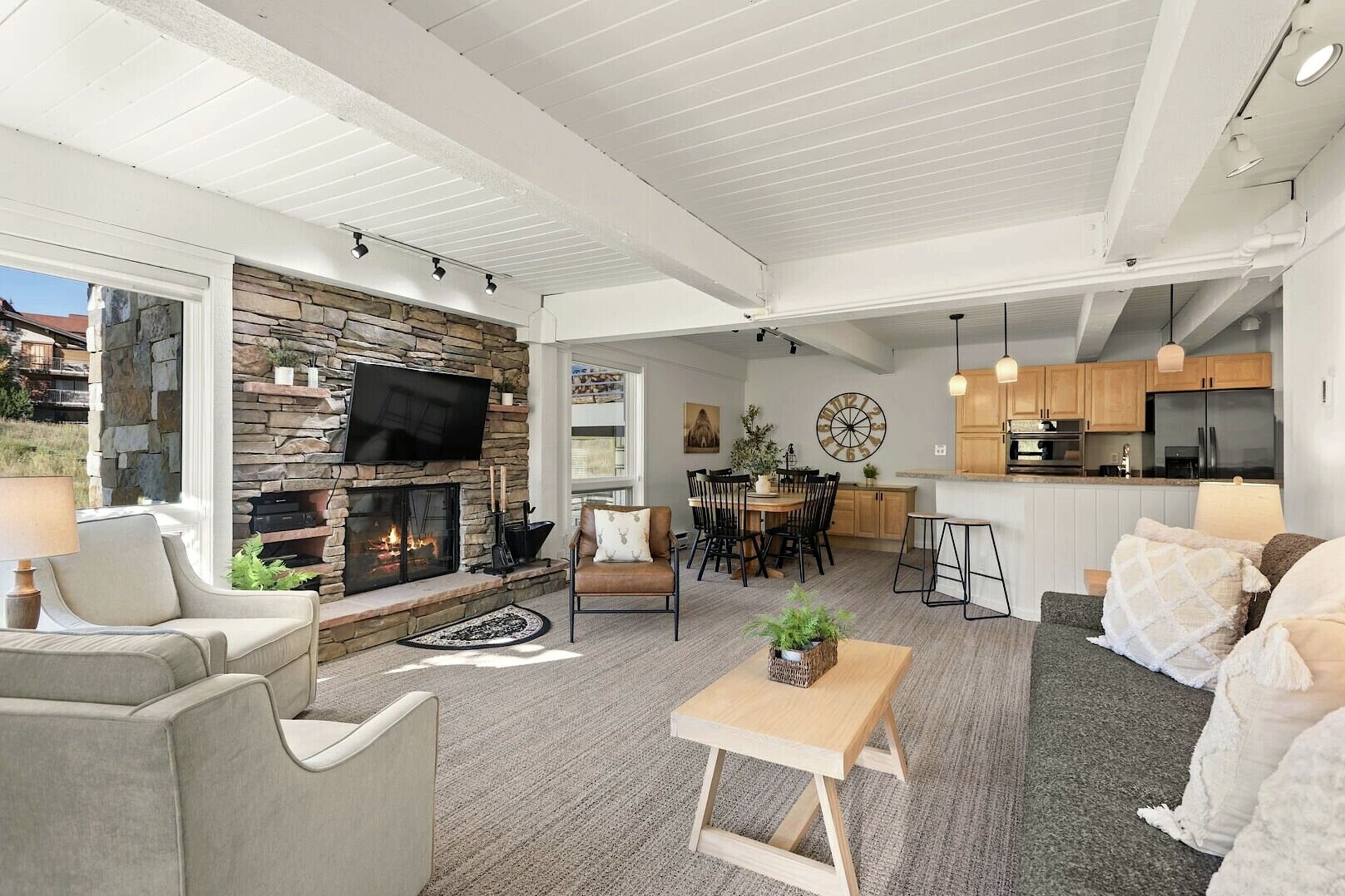 Living Area, Dining Area & Kitchen