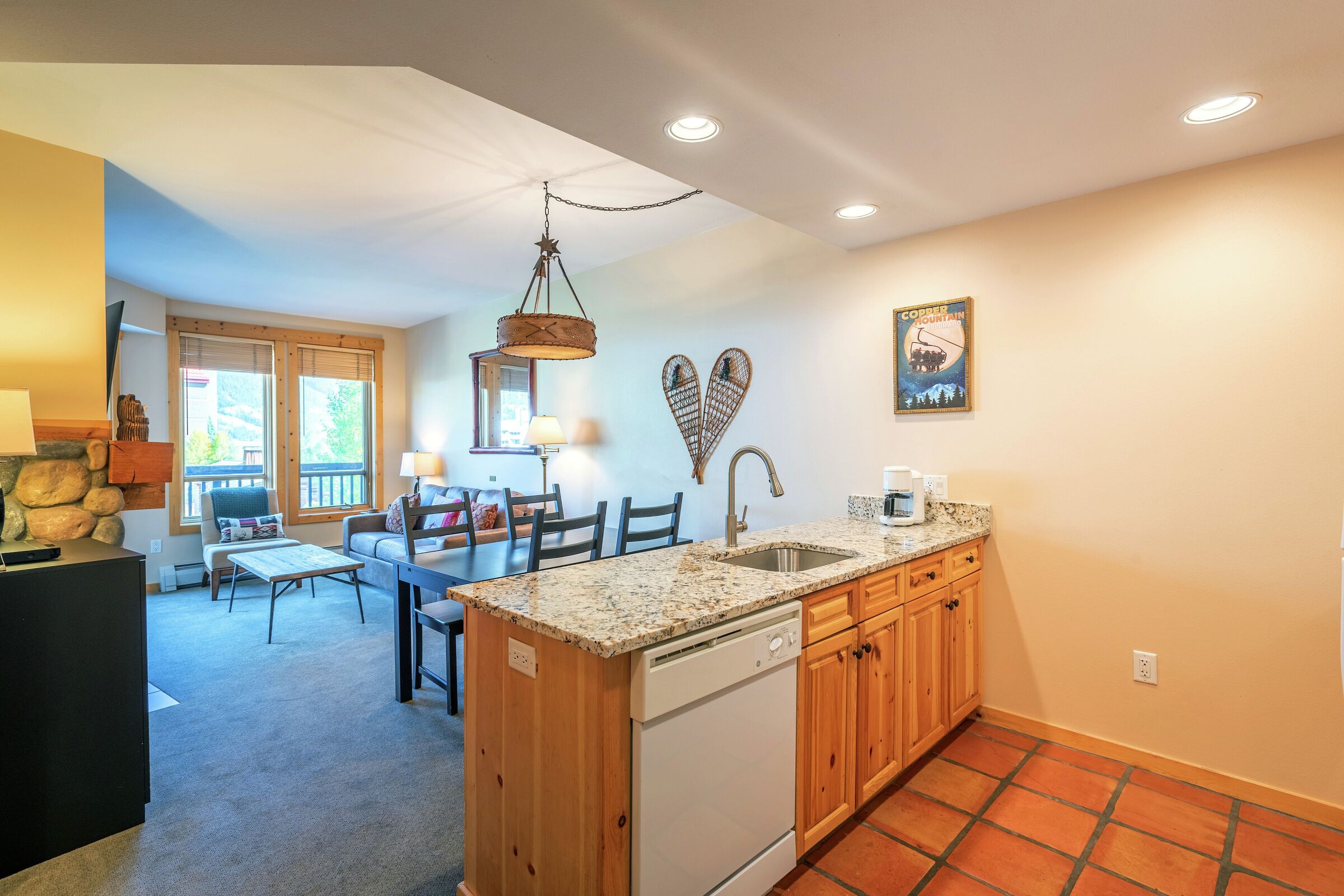 Kitchen, Dining Area & Living Area