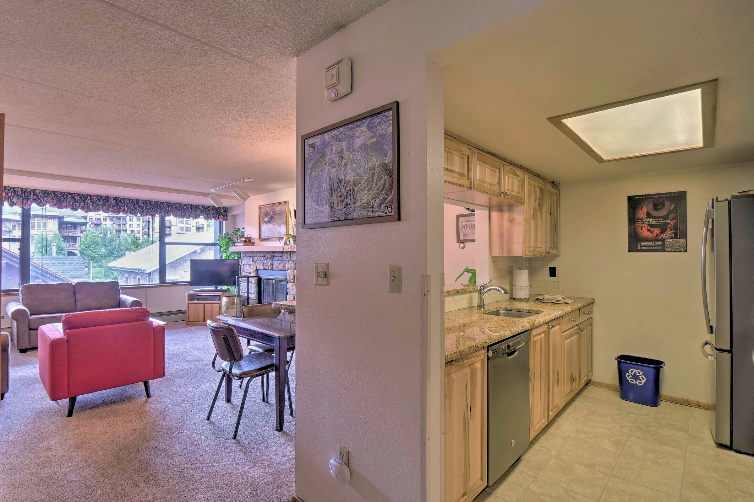 Kitchen, Dining Area & Living Area