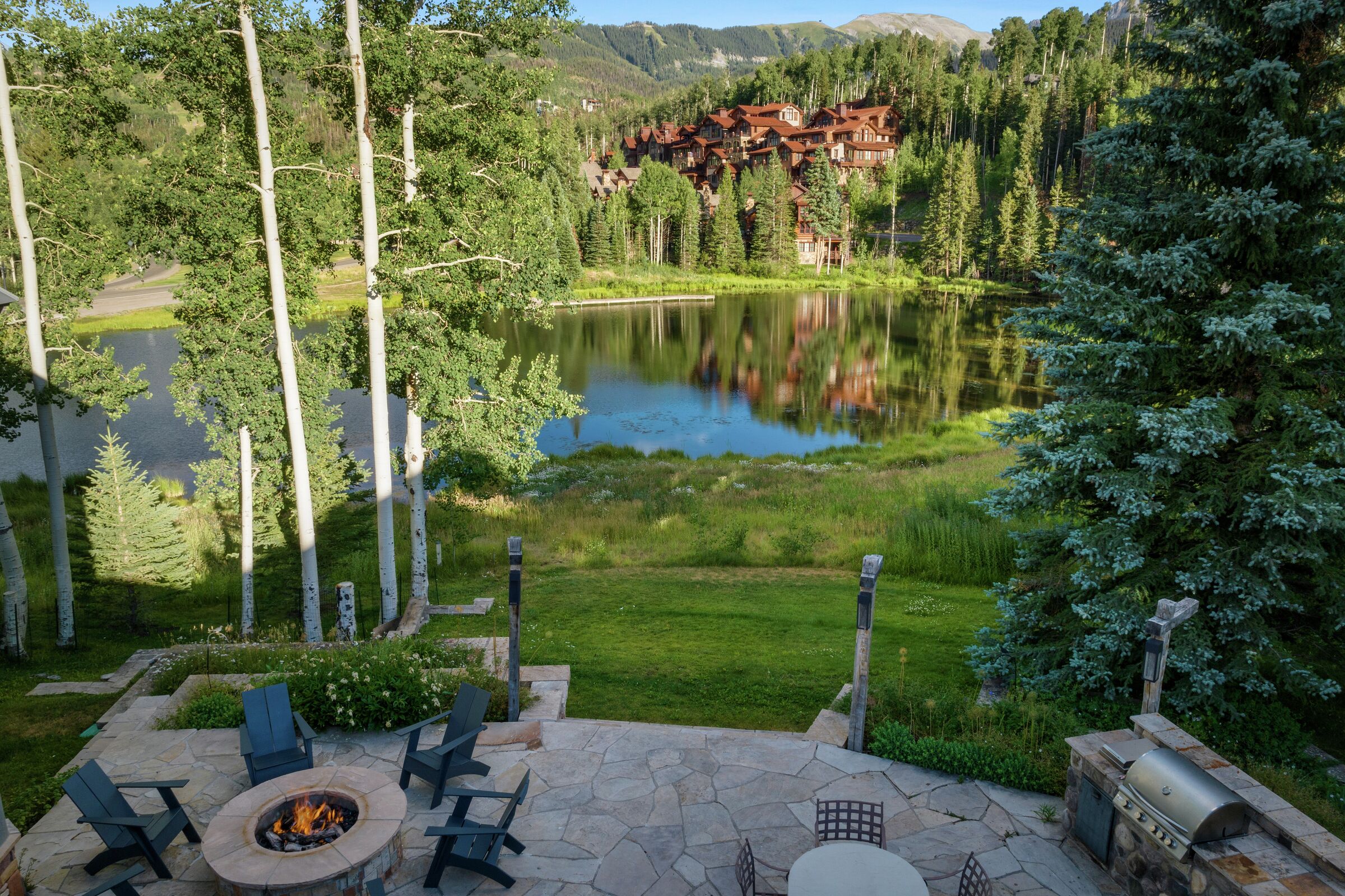 Patio with BBQ and Fire Table