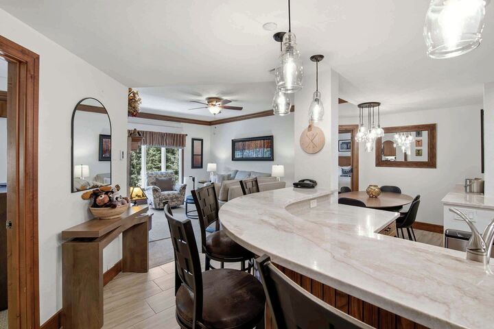 Kitchen, Dining Area & Living Area