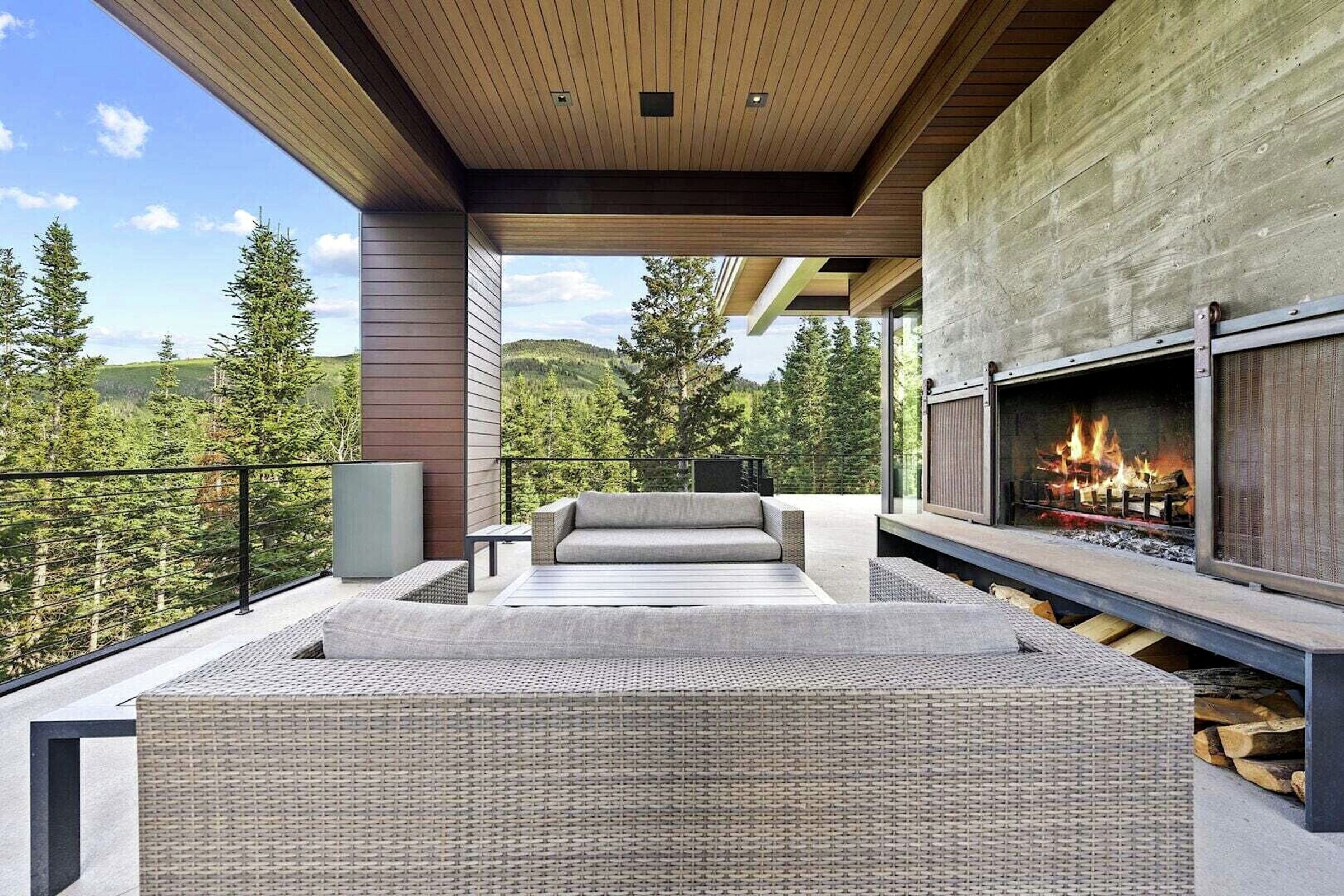 Balcony with Outdoor Fireplace