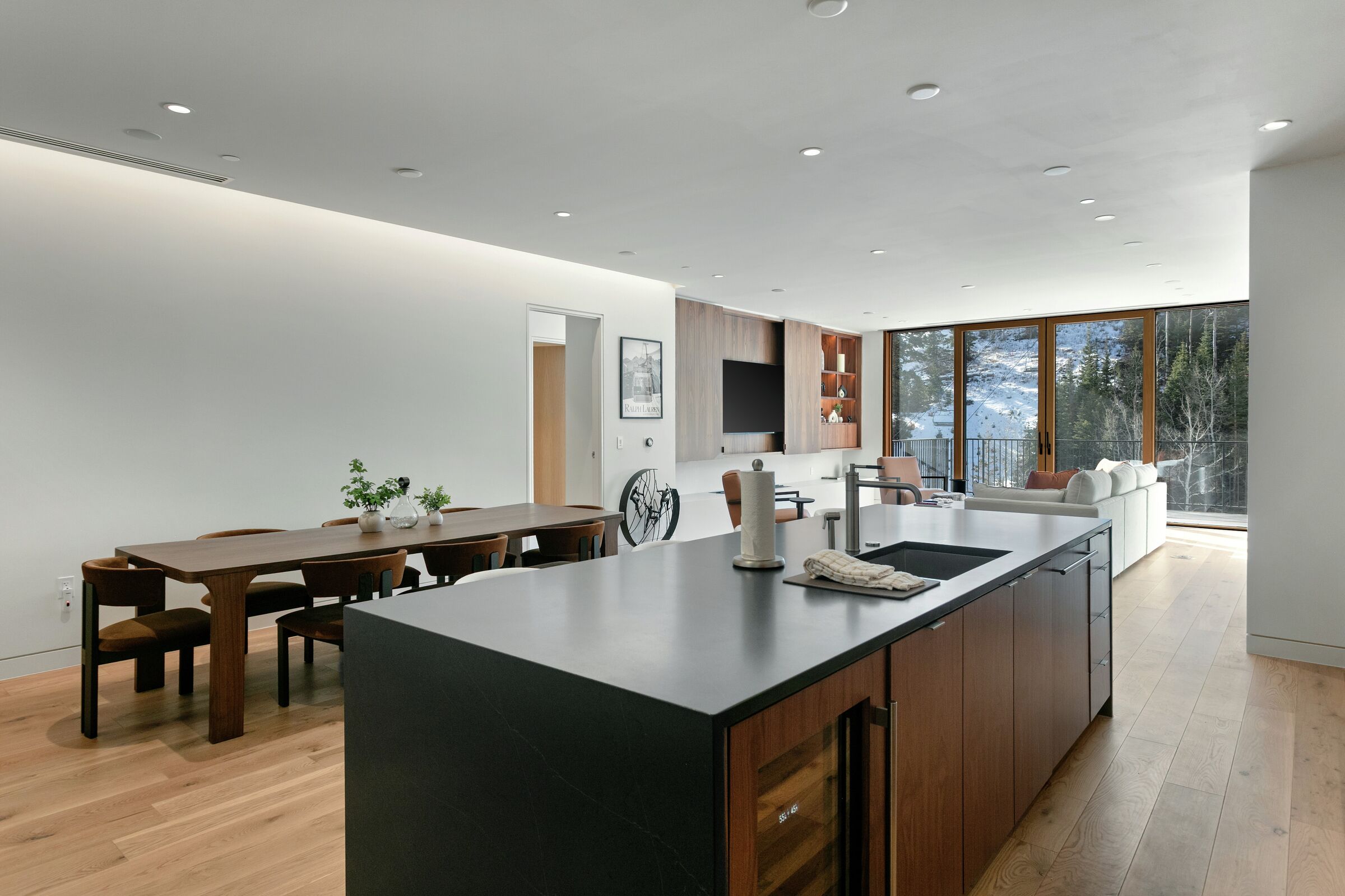 Kitchen, Dining Area & Living Area